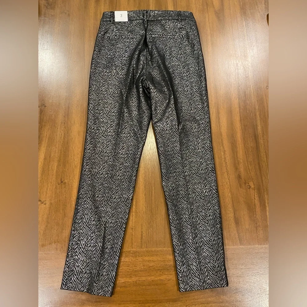 White House Black Market Black & Silver Patterned Skinny Pants